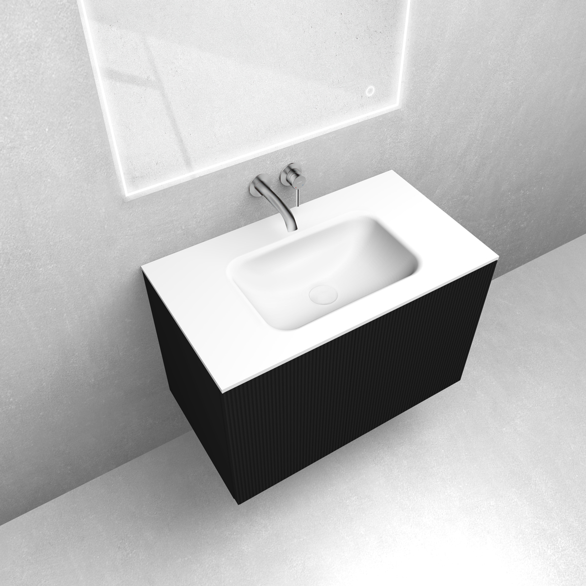 Zestaw Oltens Lun szafka podumywalkowa 80 cm z umywalką Kalla LavaForm czarny mat/biały mat 68773300 - Wysyłka w 24h