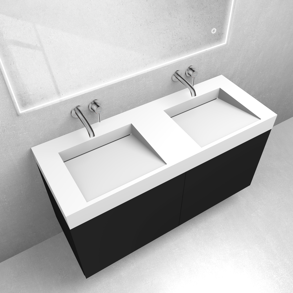 Zestaw Oltens Lun szafka podumywalkowa 120 cm z umywalką Stila LavaForm czarny mat/biały mat 68803300 - Wysyłka w 24h