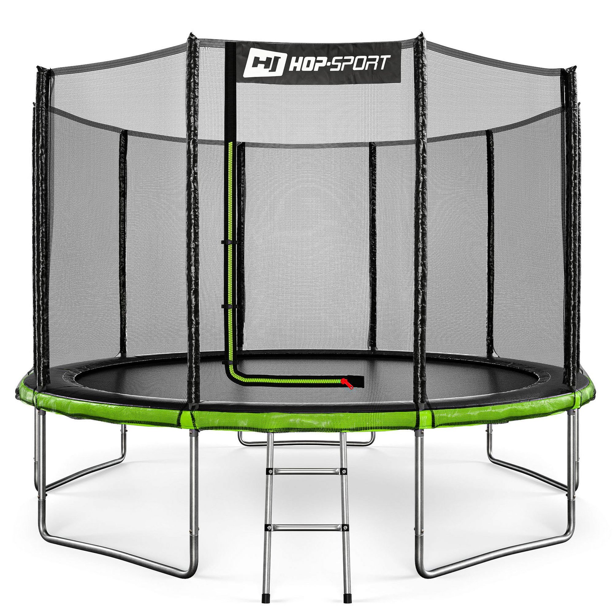 Trampolina ogrodowa 12ft (366cm) - czarno-zielona z siatką zewnętrzną