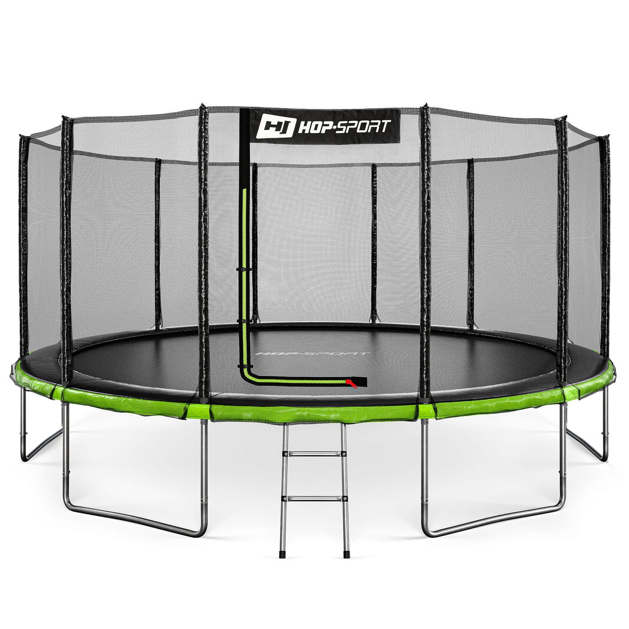 Trampolina ogrodowa 16t (488cm) - czarno-zielona z siatką zewnętrzną
