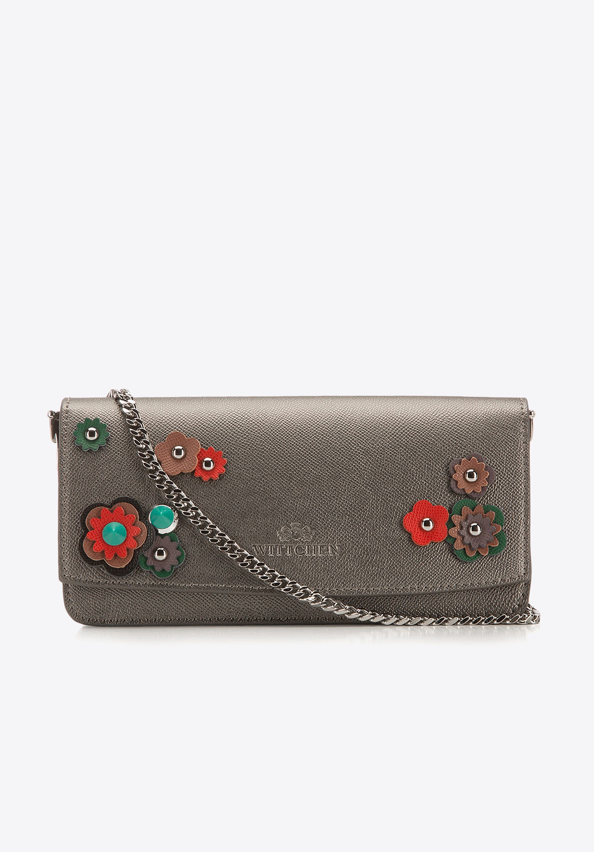 Elegancka kopertówka ze skóry licowej szara