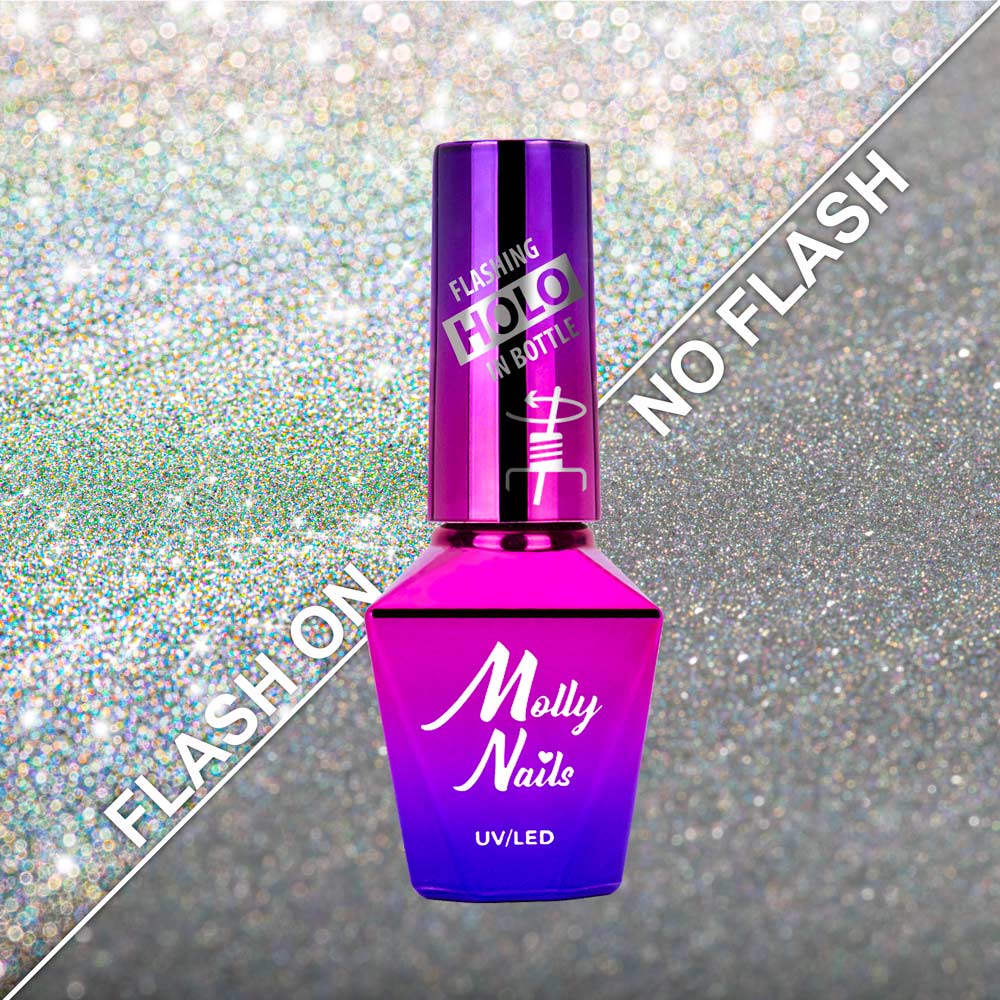 Lakier hybrydowy LED/UV Gel Polish Molly Nails Flashing Holo in Bottle 8g