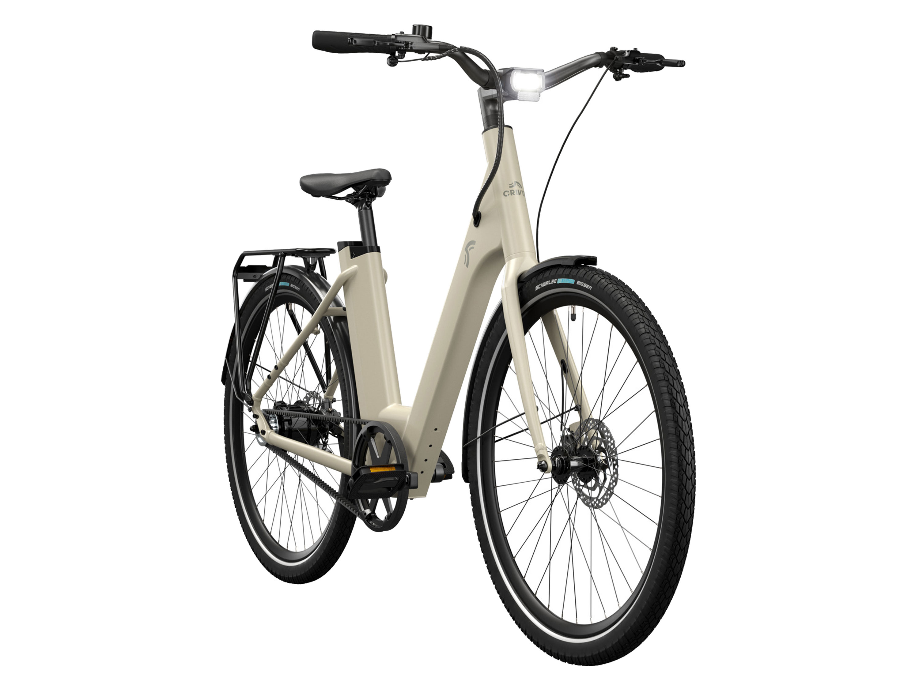 Crivit Rower elektryczny miejski Y.3 Gates z napędem na pasku, 355 Wh Desert beige