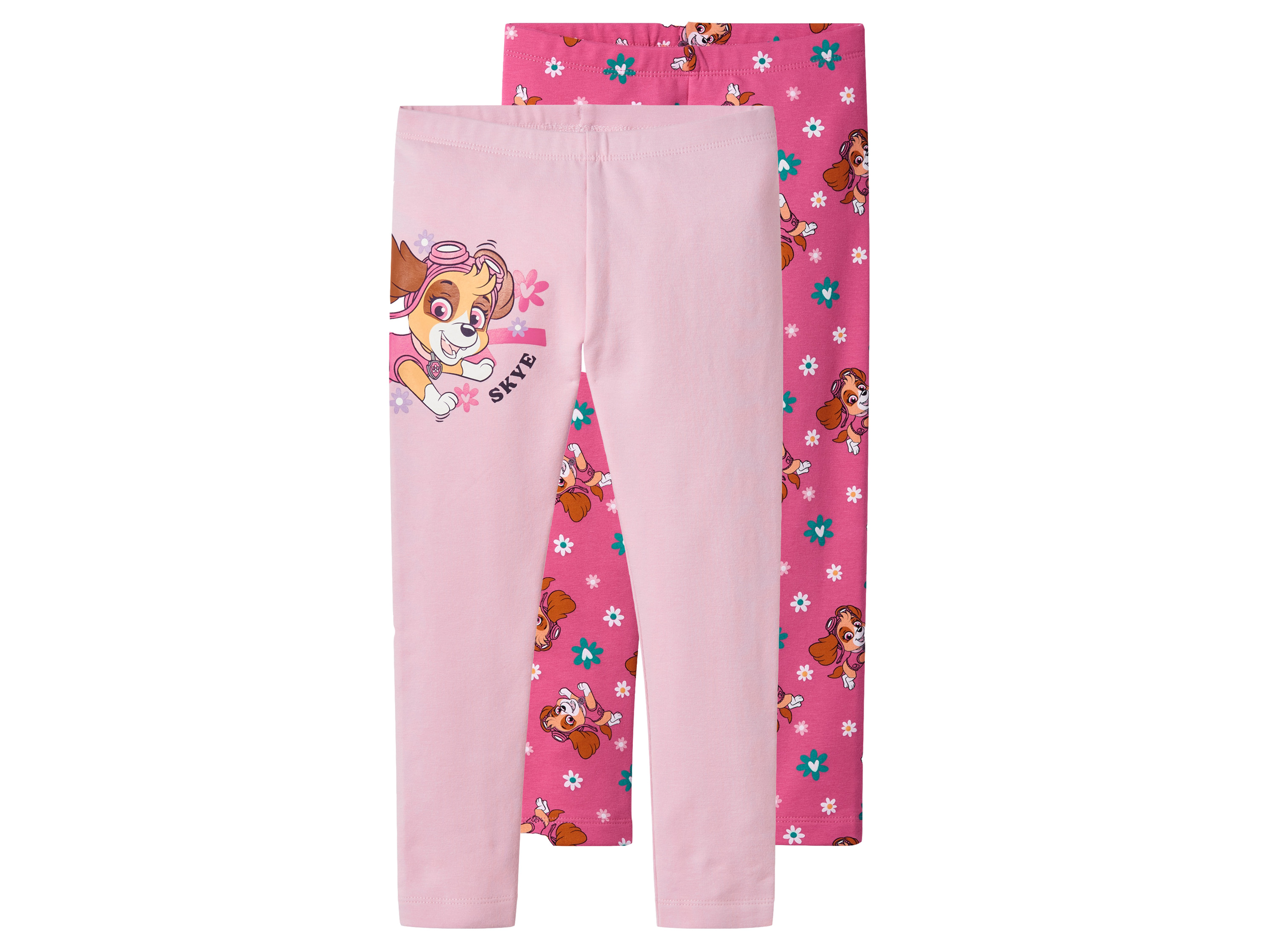 Legginsy termiczne dziecięce z bawełną, 2 pary Różowy/jasnoróżowy, 110/116