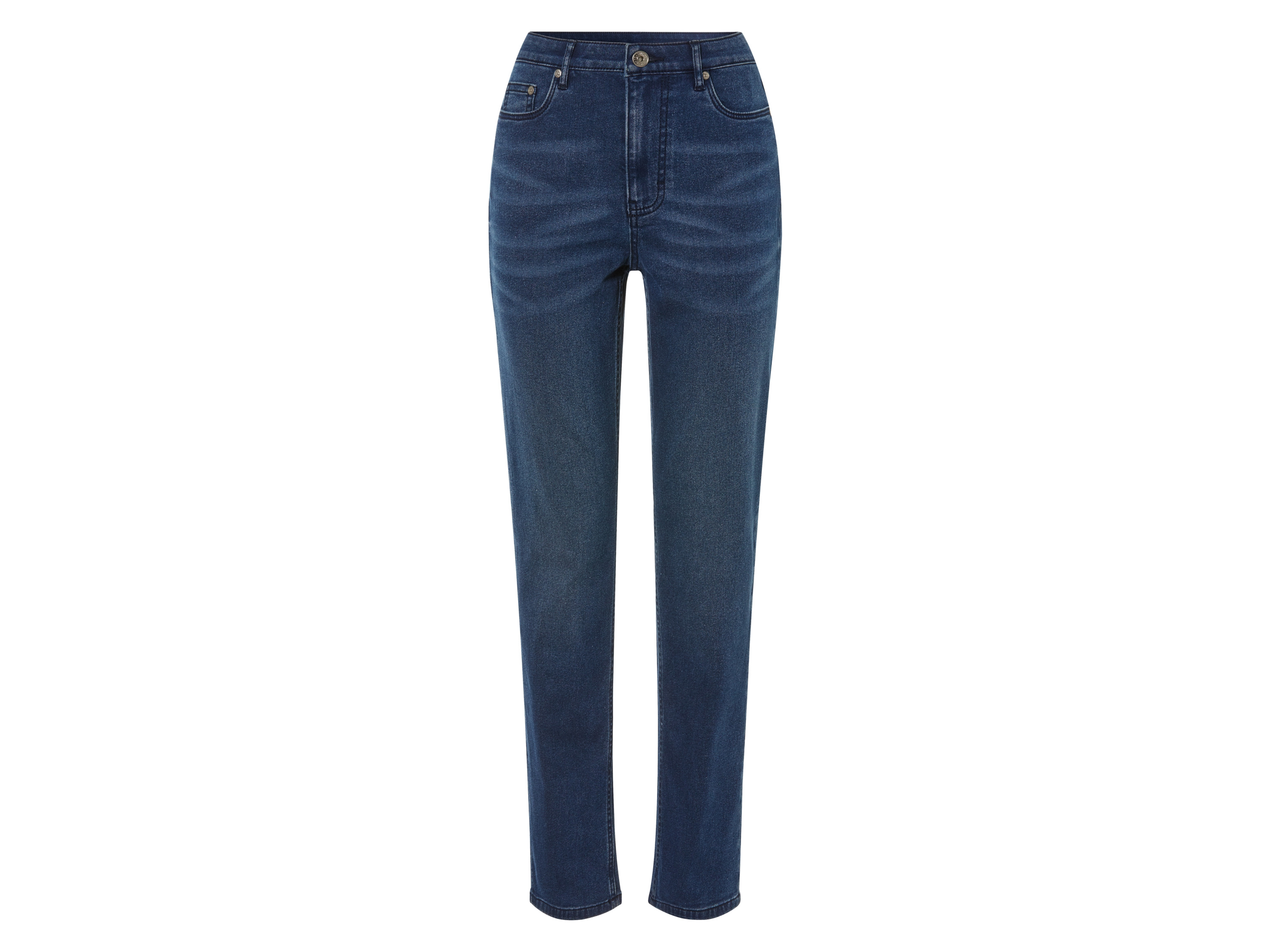 esmara Jeansy damskie straight fit, termiczne 42, Ciemnoniebieski