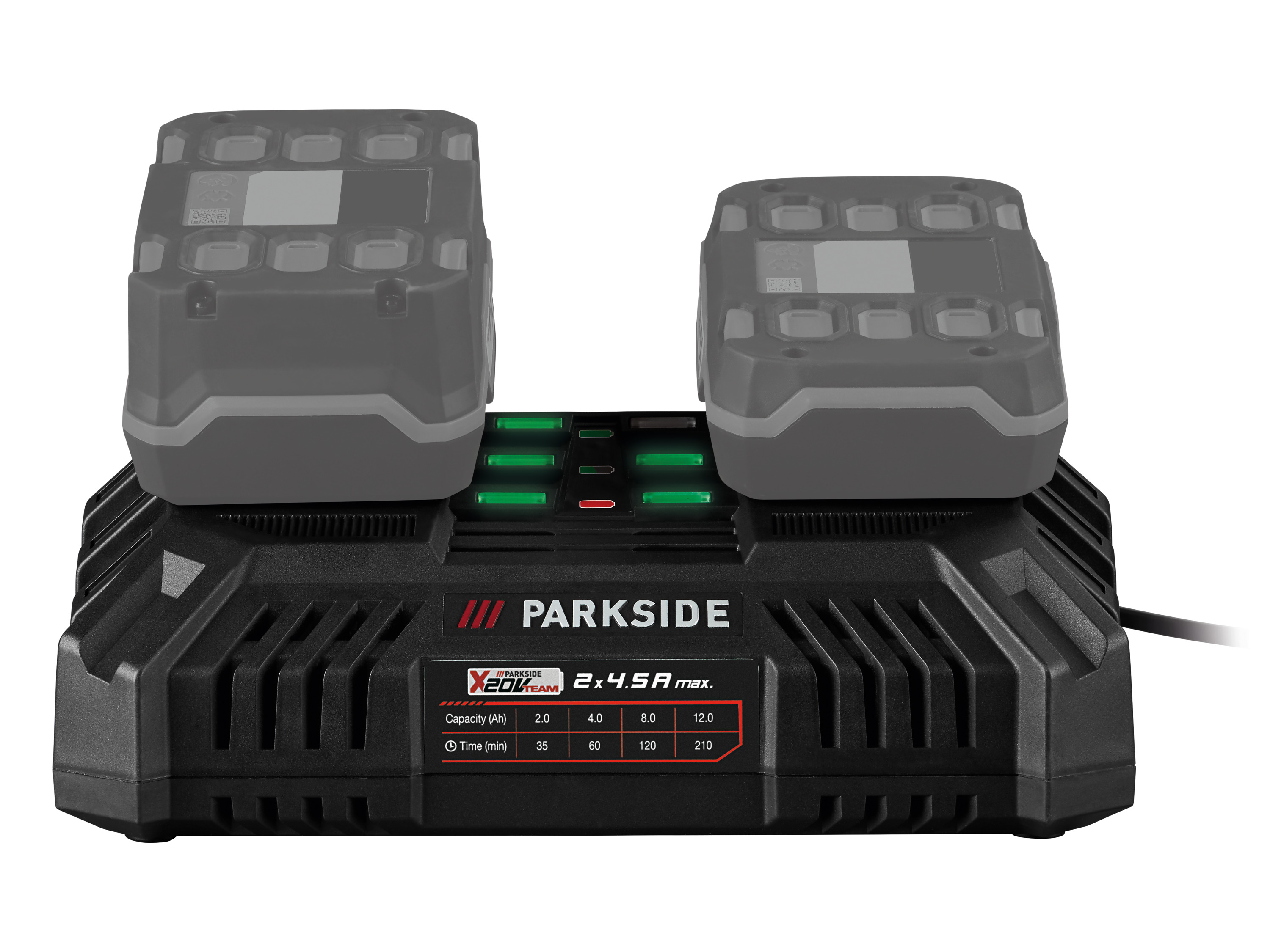 Parkside Podwójna ładowarka do akumulatorów 20 V / 2 x 4,5 A Pdslg 20 B1 bez akumulatora