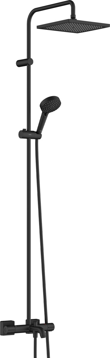 Darmowa Dostawa - Zestaw prysznicowy ścienny termostatyczny z deszczownicą czarny Hansgrohe Vernis Shape 26900670