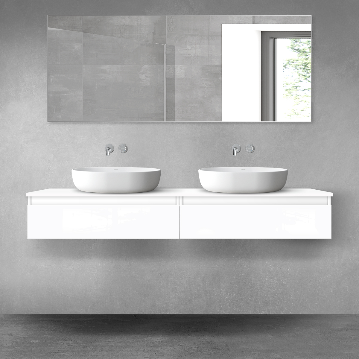 Darmowa Dostawa - Szafka z zestawu łazienkowego 160x46.4x25.2 cm podumywalkowa wisząca biała Oltens Vernal 68373000