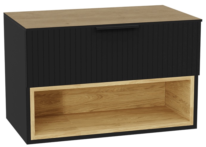 Darmowa Dostawa - Szafka z blatem 81x46.5x51.5 cm podumywalkowa wisząca czarna-dąb Excellent Tuto 2.0 MLEX2171K8003BLBKBK