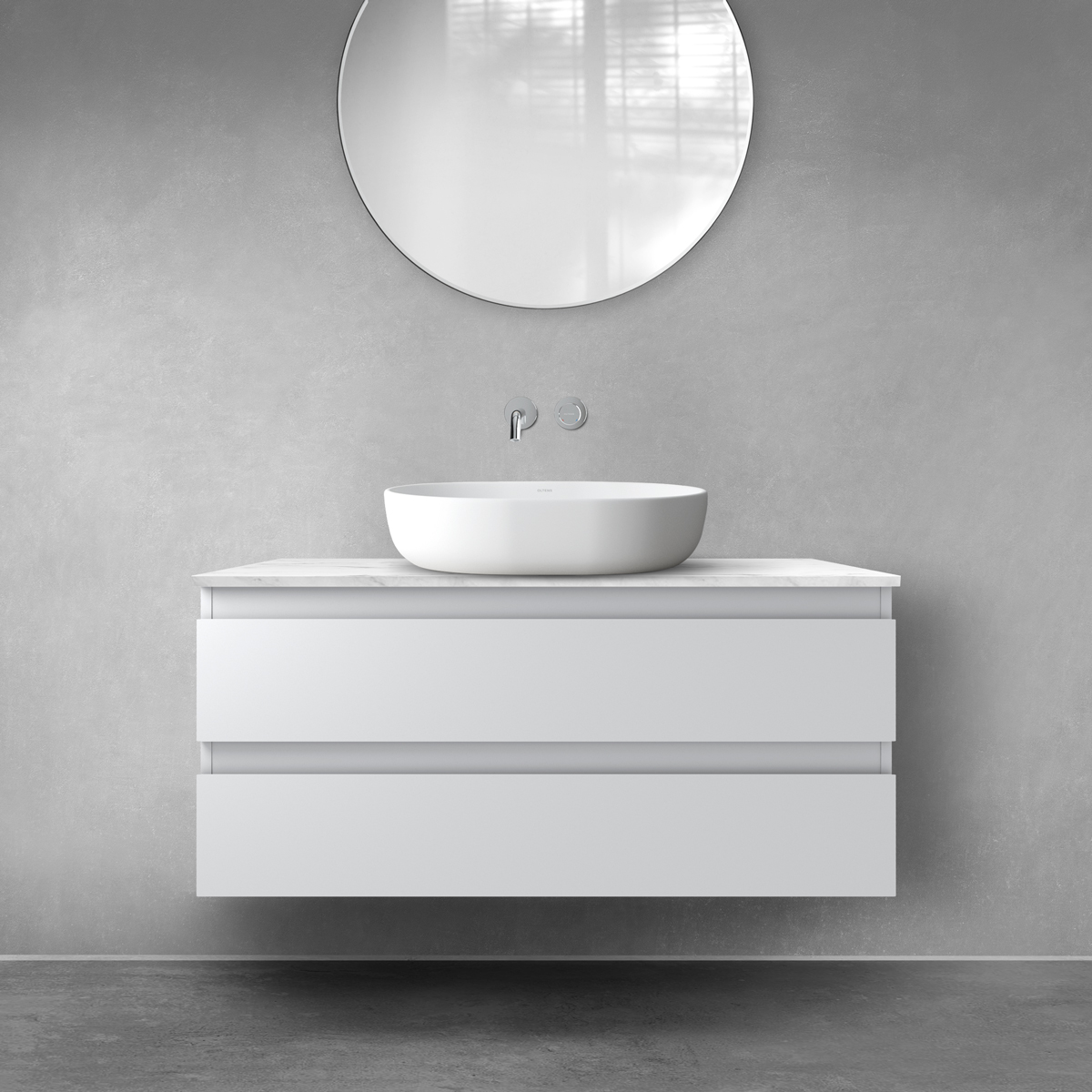 Darmowa Dostawa - Szafka z blatem 100x45.6x48.6 cm podumywalkowa wisząca szara Oltens Verdal 68724700