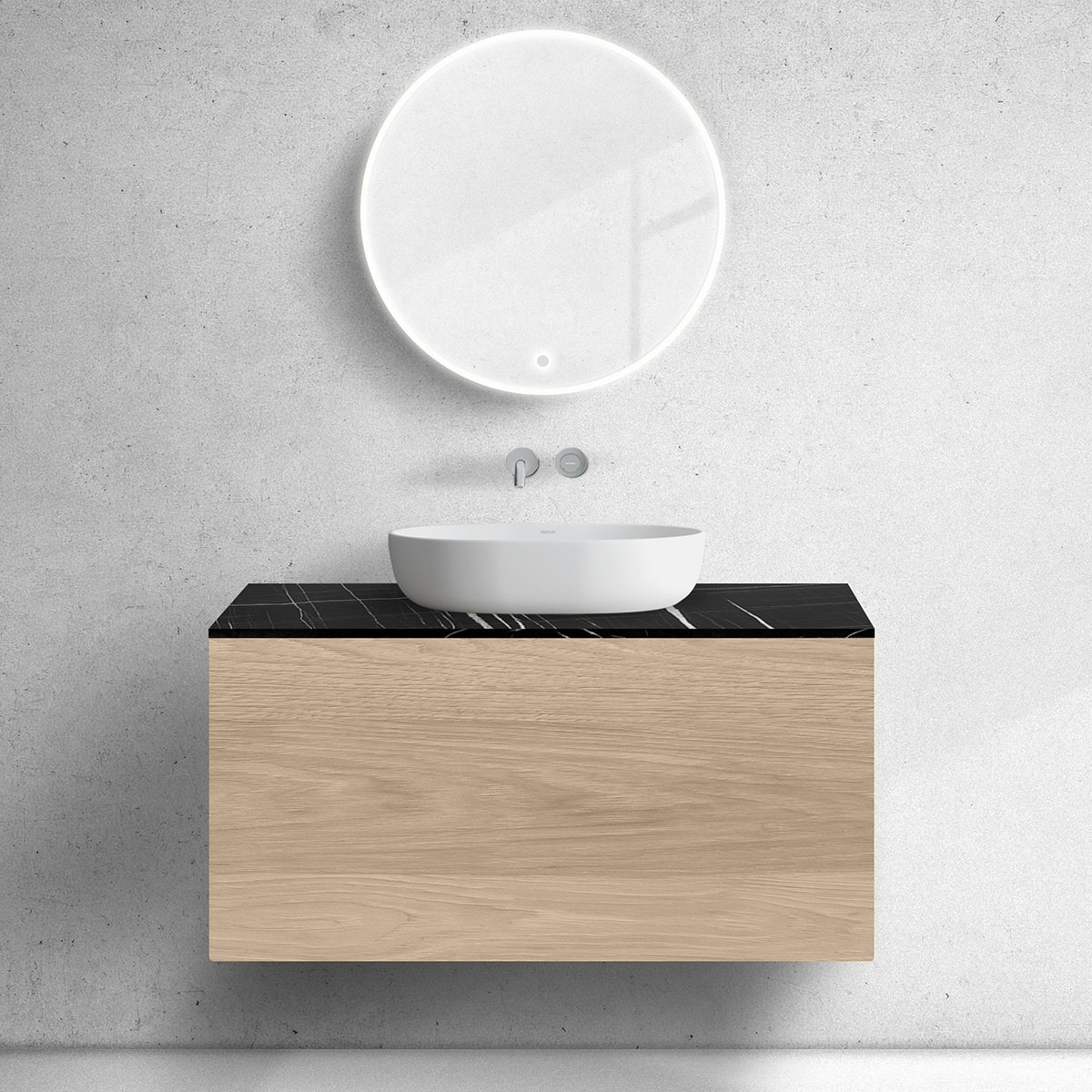 Darmowa Dostawa - Szafka z blatem 100x44.7x53.6 cm podumywalkowa wisząca dąb Oltens Lun 68704060