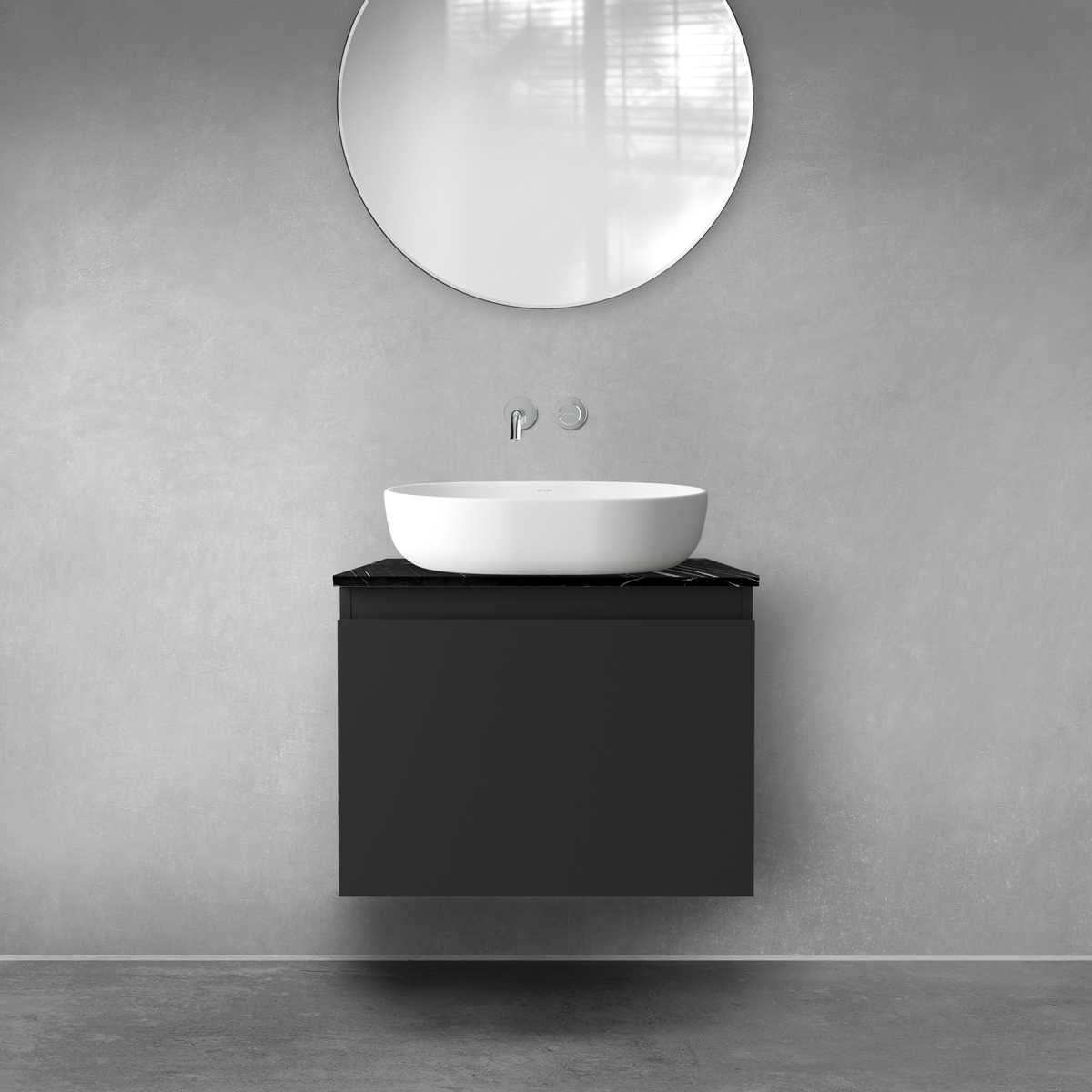 Darmowa Dostawa - Szafka z blatem 60x45.6x48.6 cm podumywalkowa wisząca czarna Oltens Vernal 68718300