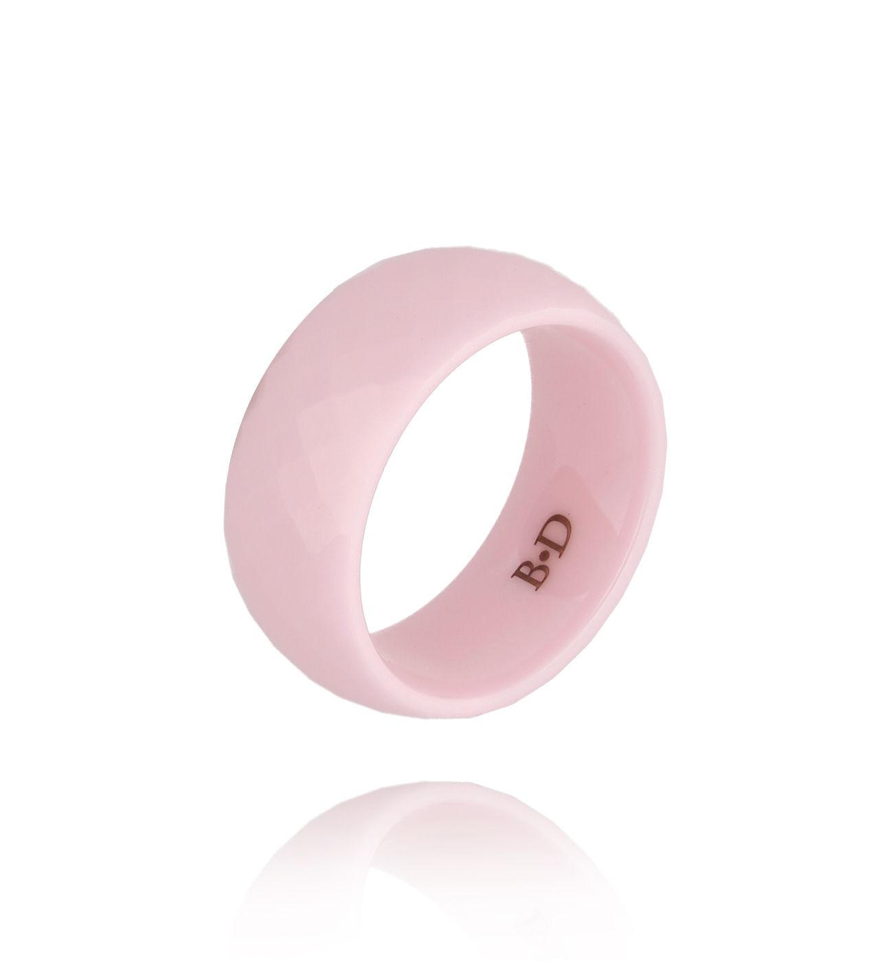Obrączka z ceramiki różowa fasetowana Feminine PFE0006 - By Dziubeka