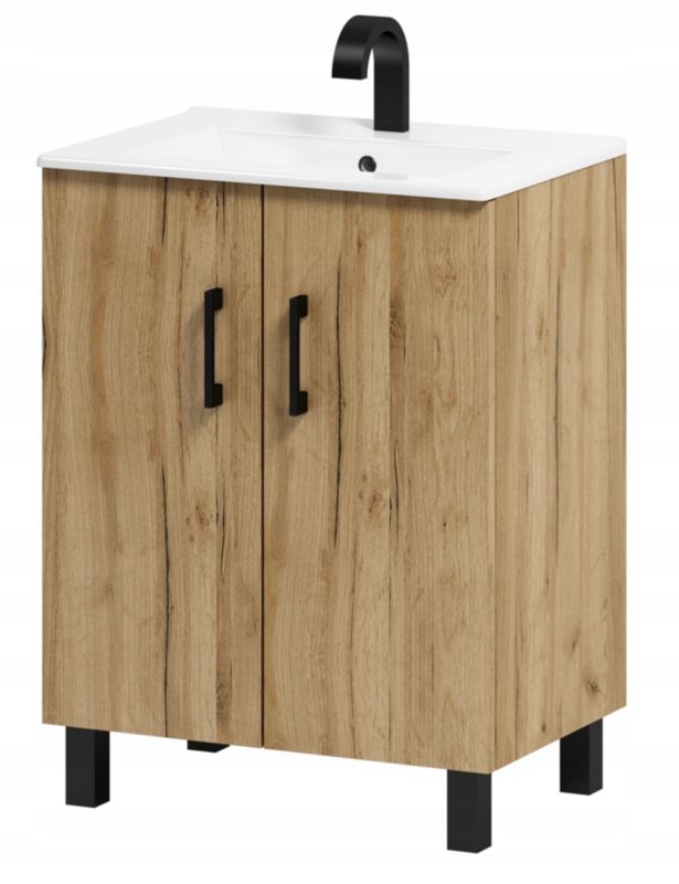Szafka łazienkowa Adk Meble Viki 60 z umywalką dąb Craft złoty 1 szt
