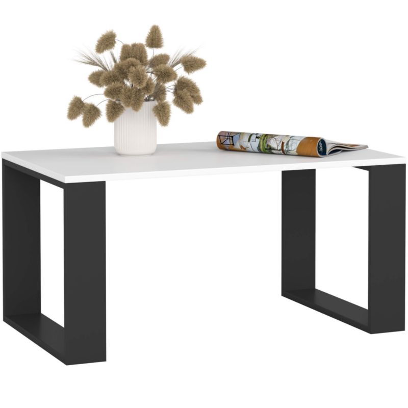 Stolik kawowy Akord Nox Biały 92 cm nogi kolor Czarny 92x53x45 cm 1 szt.