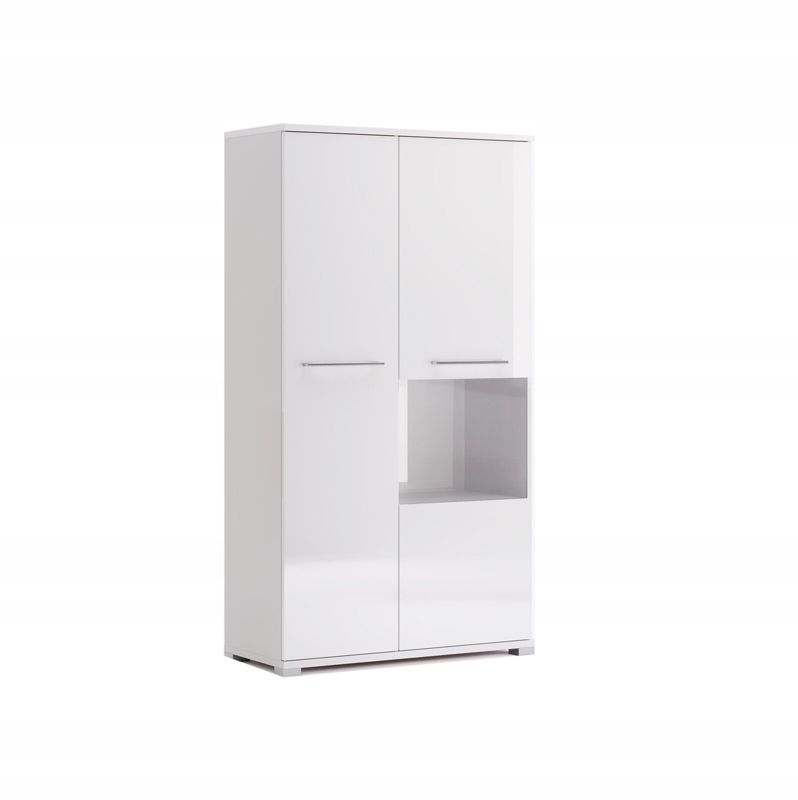 Regał na książki Flory biały połysk 90 cm nowoczesny zamykany do salonu INTESI 1 szt.