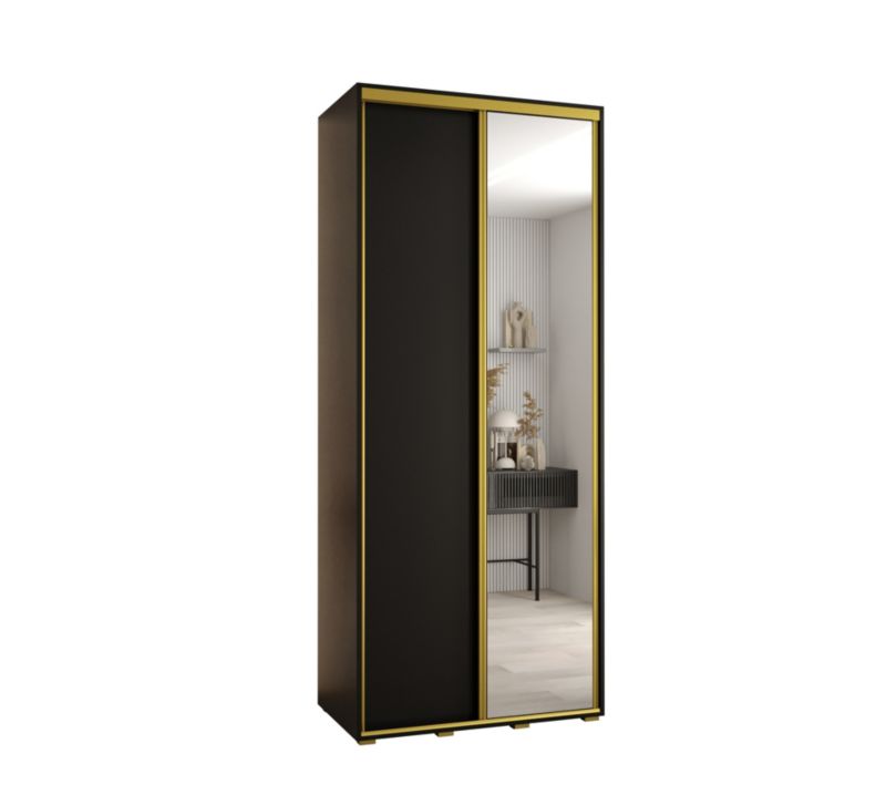 Szafa przesuwna Abiks DAVOS 3 wysoka szer.100cm gł.45cm czarny/czarny/złoty 1szt.