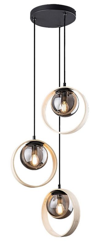 Lampa wisząca Rabalux Peyton buk kolor dymny wym: 120 x 35 x 35 cm 3xE14 x 45W 1 szt.