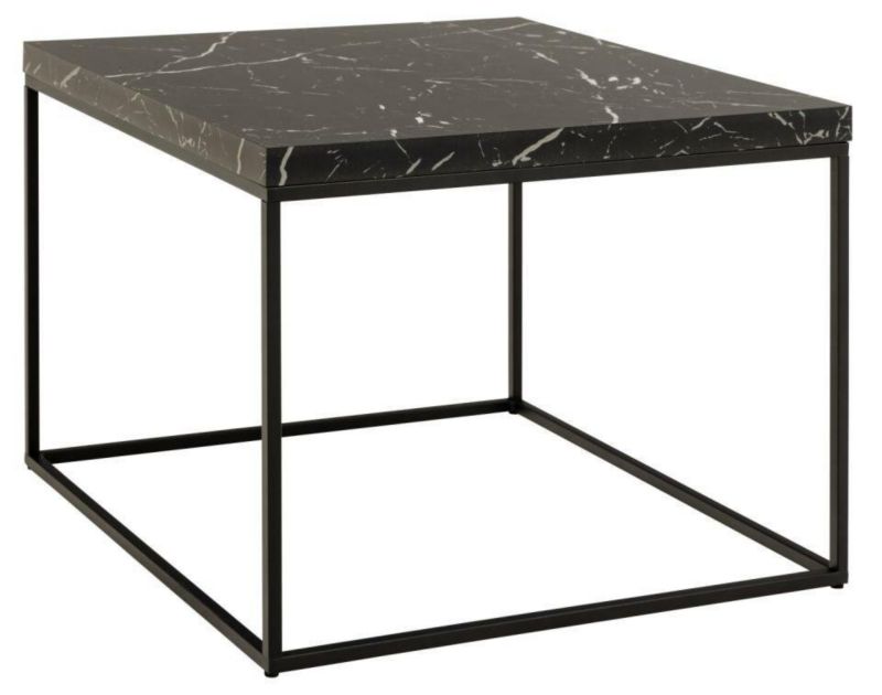 Stolik kawowy Barossa kwadratowy ACTONA nowoczesny czarny marmur 60x60 cm do salonu 1 szt.