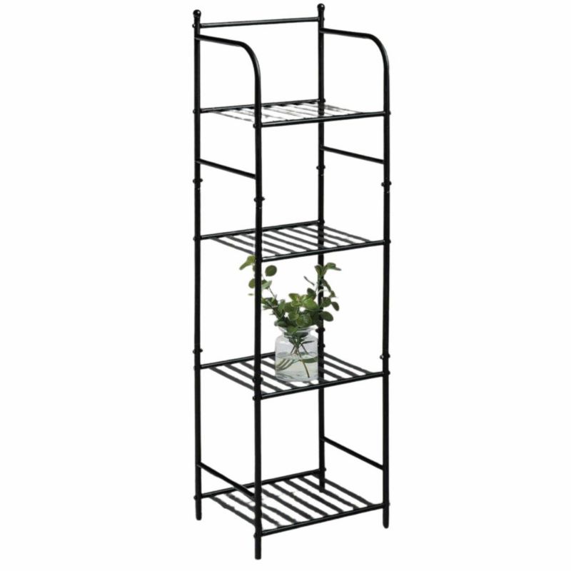 Regał metalowy stojący HowHomely 4-poziomowy czarny 33,5x27x115,5 cm 1 szt.