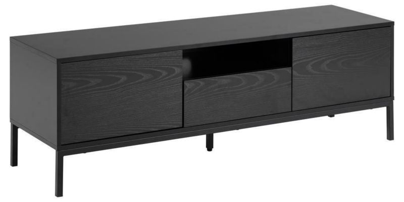 Szafka RTV Seaford ACTONA czarna nowoczesna 140 cm z szufladą i półką do salonu 1 szt.