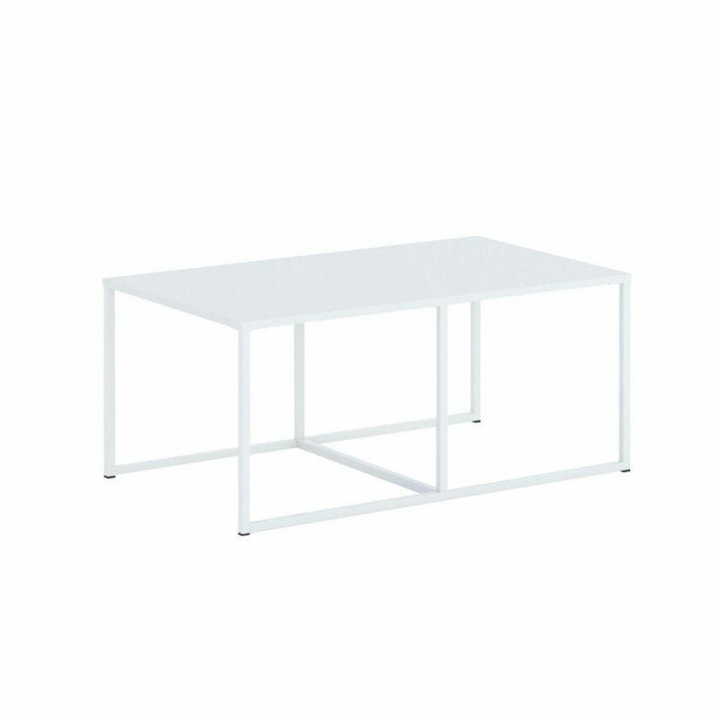 Stolik kawowy prostokątny MAXWELL INTESI biały nowoczesny na metalowych płozach 102x67 cm 1 szt.