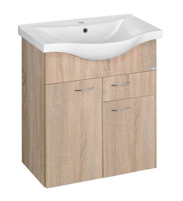 Szafka podumywalkowa Aqualine Keramia Fresh 60 cm wisząca dąb Platin 1 szt.