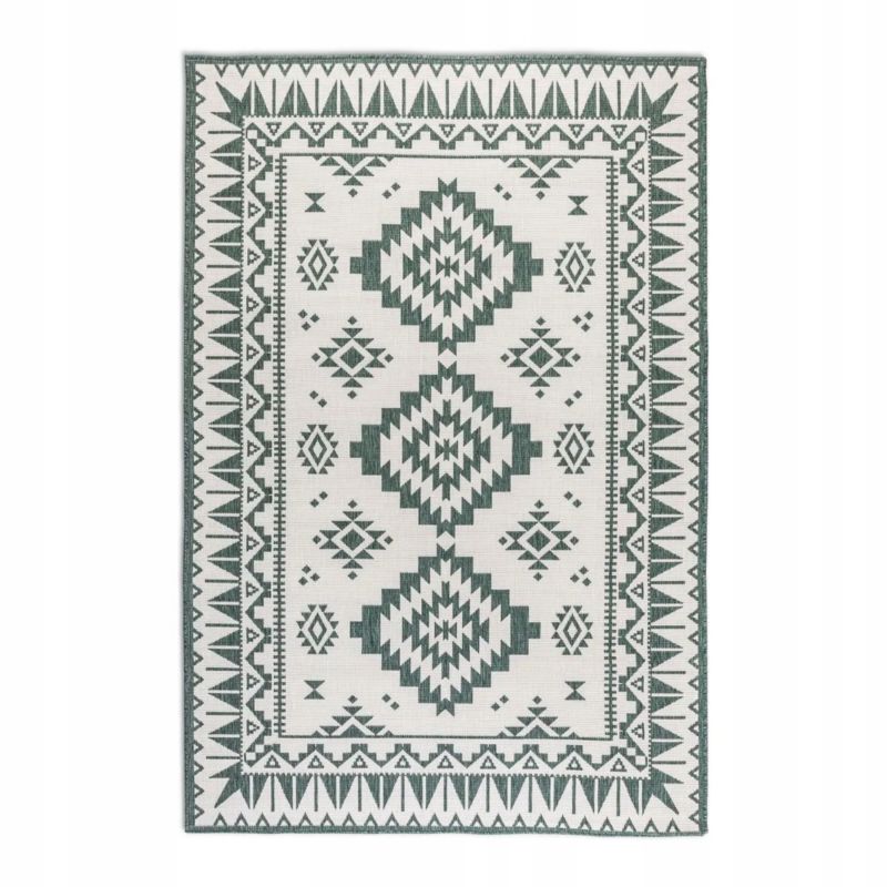 Dywan Elle Decor na taras 80x150cm ,zielono kremowy dwustronny, sznurkowy płasko tkany 1 szt.