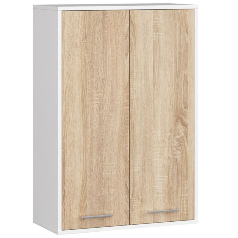Szafka łazienkowa wisząca AKORD FIN Biała, Dąb Sonoma 64 cm 2 drzwi 64x30x94 cm 1 szt.