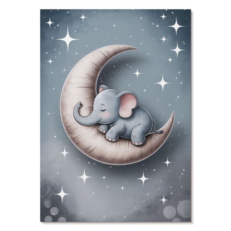 Plakat na Ścianę Tulup 21x29,7 cm (A4) Słoń i księżyc Do sypialni, pokoju dziecięcego, garderoby 1 szt.