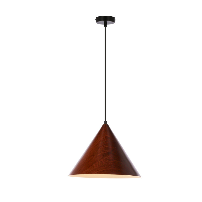 Brązowa lampa wisząca do salonu DUNCA klosz ciemny orzechowy