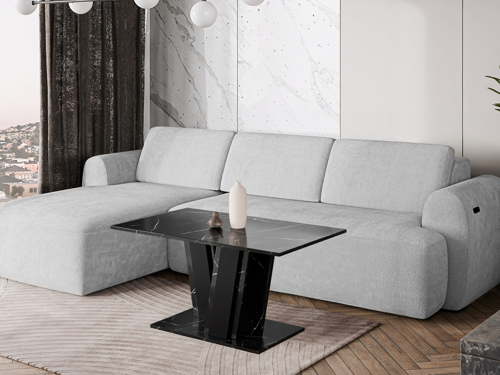 Stolik kawowy do salonu 60x100 cm MASTER czarny marmur