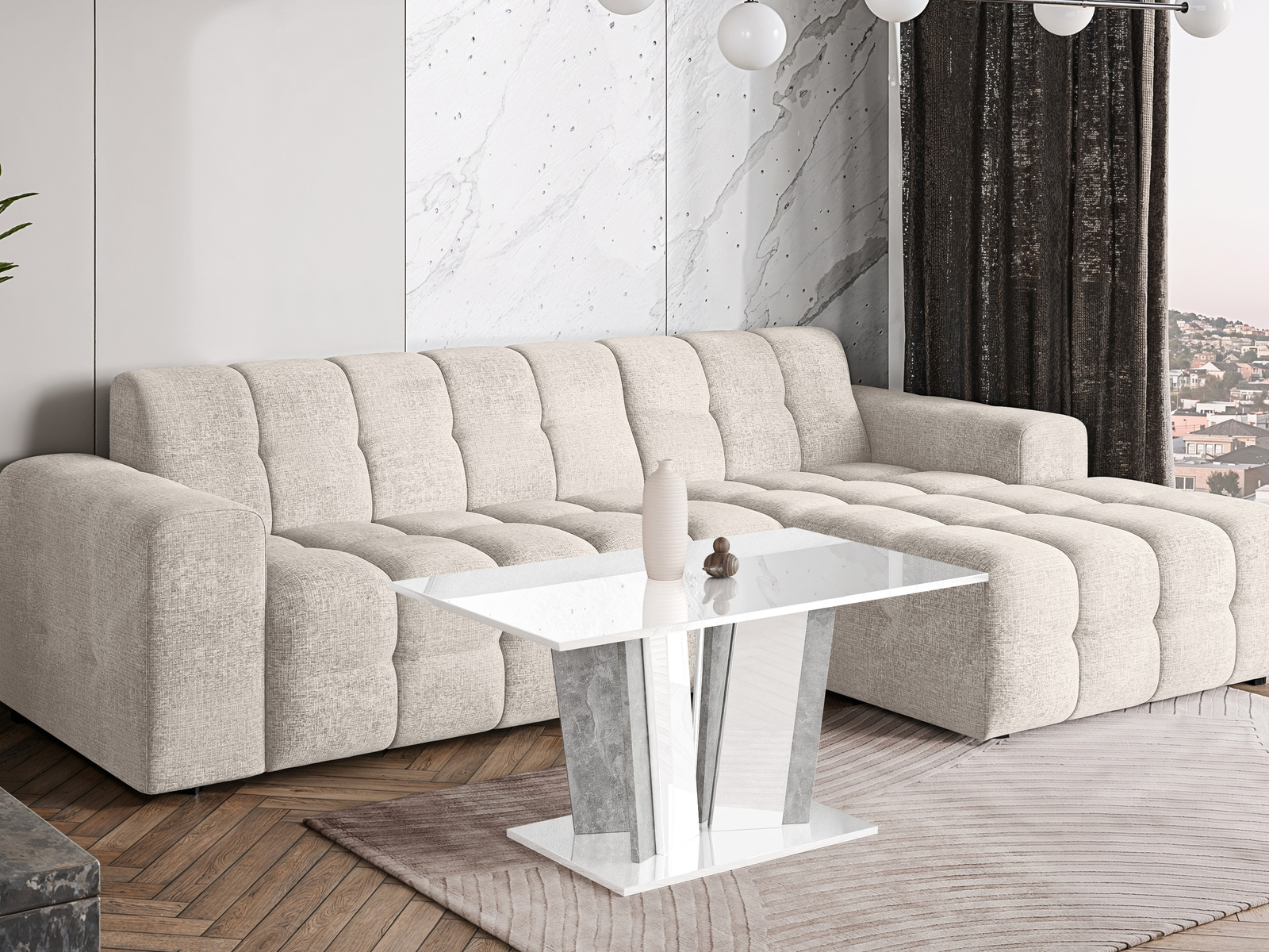 Stolik kawowy do salonu 100x60 cm DENOS biały