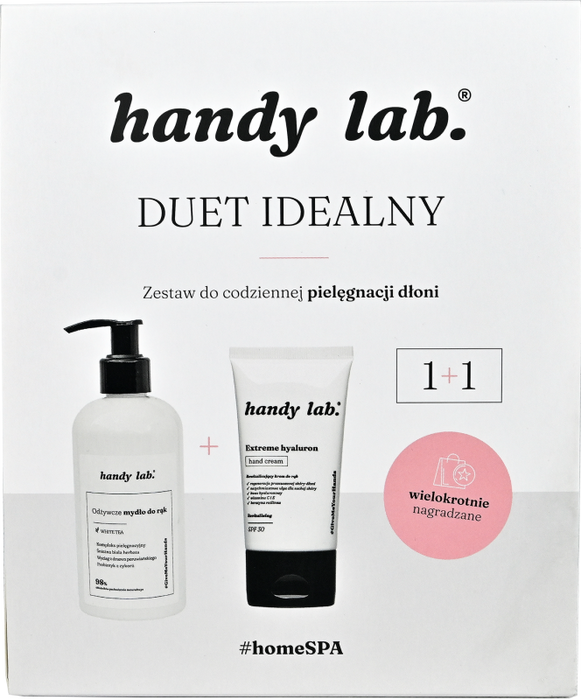 handy lab. Duet idealny: odżywcze mydło i krem do dłoni z kwasem hialuronowym i SPF30