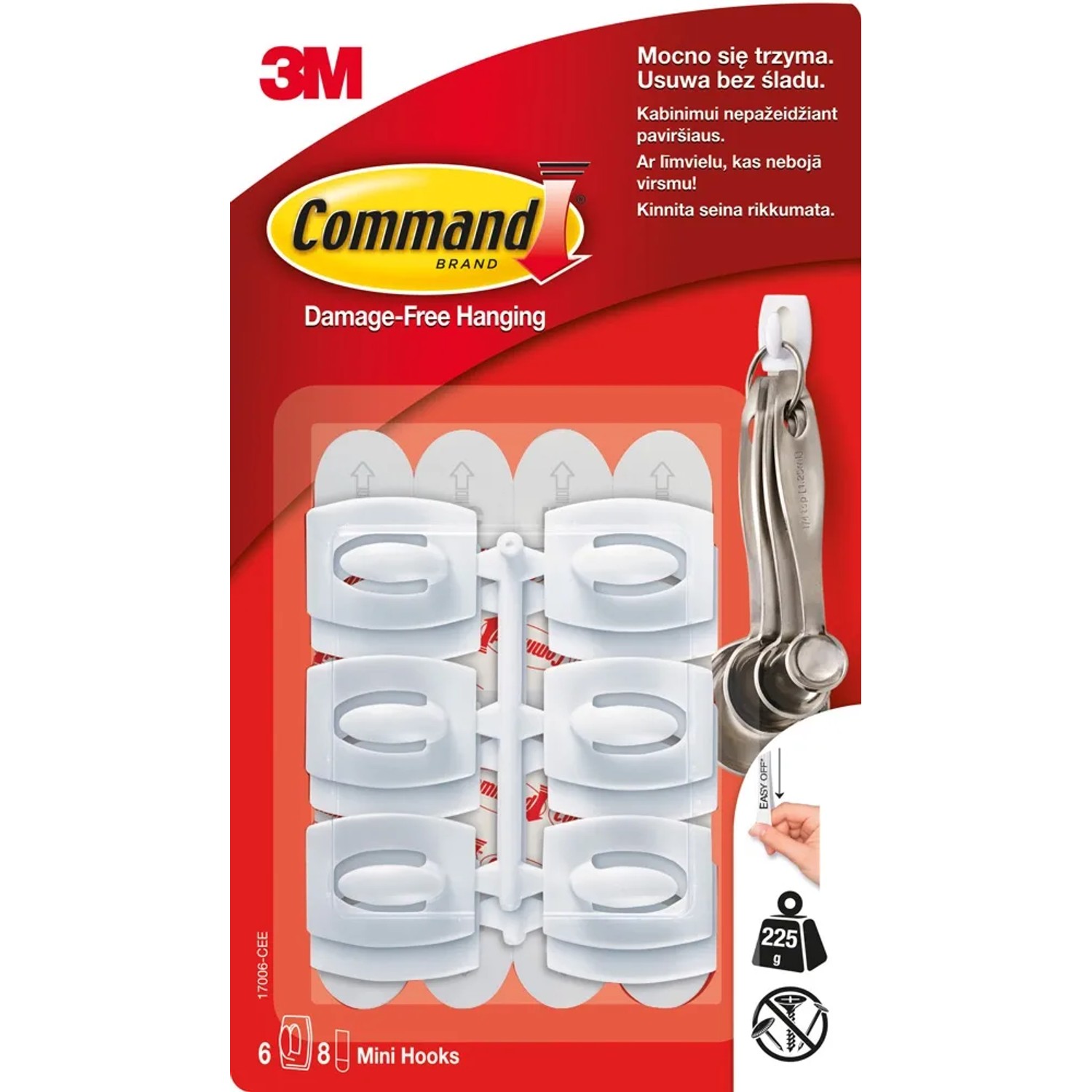 3M Command Przezroczyste haczyki z metalowym uchwytem, do 225 g 6 szt.