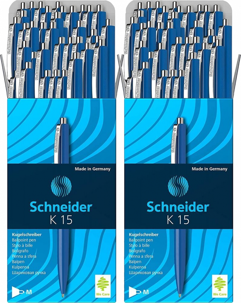 100x Długopis automatyczny Schneider K15, M, niebieski