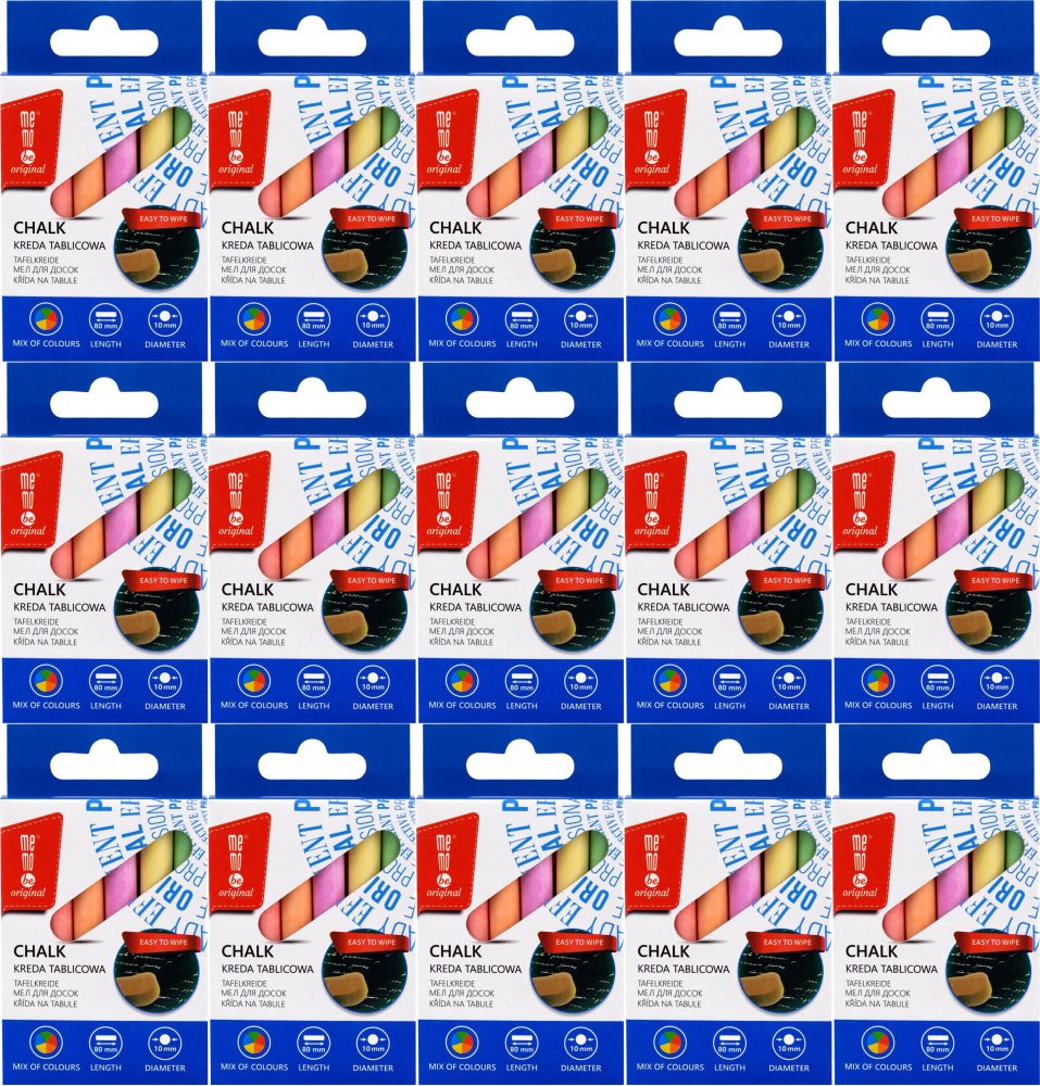 15x Kreda tablicowa MemoBe, 12 sztuk, mix kolorów