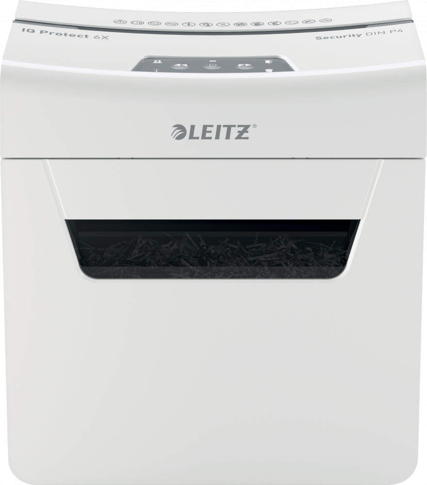 Niszczarka do papieru Leitz IQ Protect Premium 6X, konfetti, 6 kartek, P-4 DIN, biały