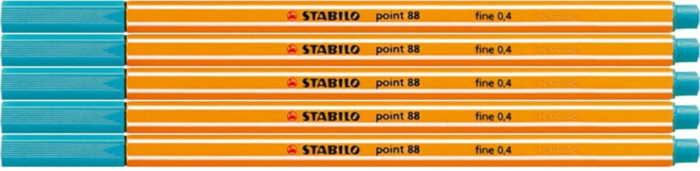 5x Cienkopis Stabilo Point 88/51, 0.4mm, turkusowy
