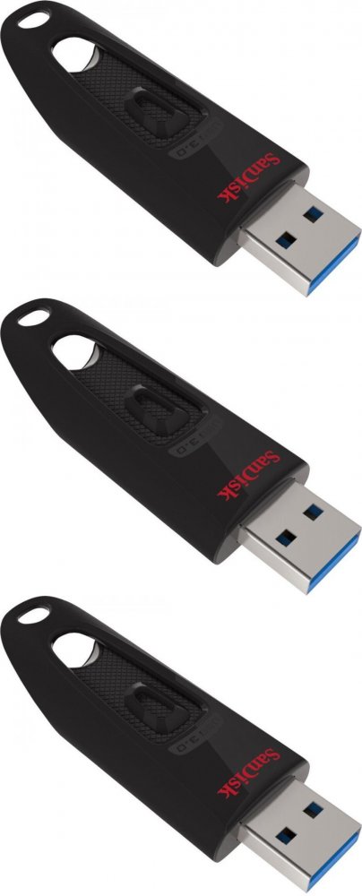 3x Pendrive SanDisk Cruzer Ultra, 64GB, USB 3.0, czarny