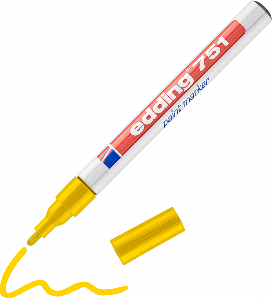 Marker olejowy edding 751, w aluminiowej obudowie, okrągła, 1-2m żółty