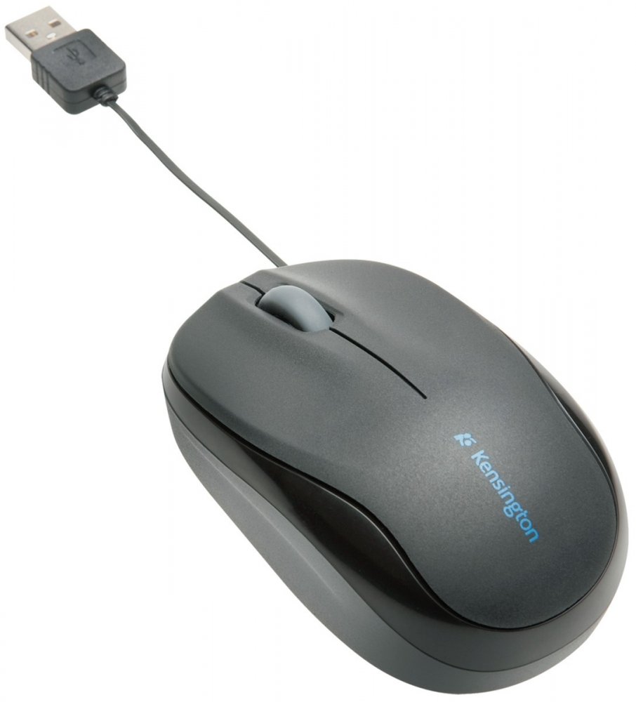 Mysz przewodowa Kensington Pro Fit, ze zwijanym kablem, optyczna, czarny