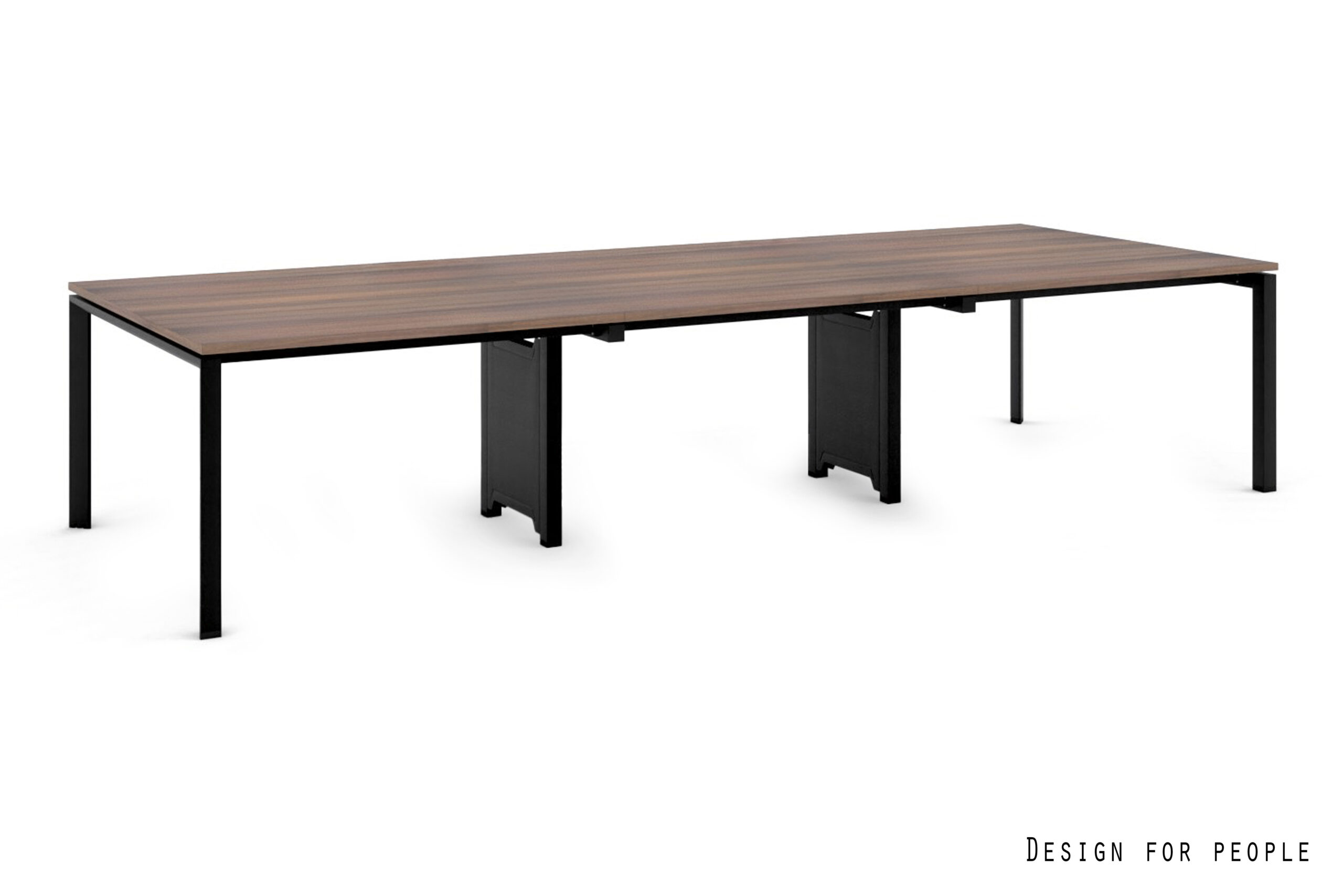 Stół konferencyjny/Biurko pracownicze BENCH PASON Workstation 6, czarny stelaż, 3 blaty