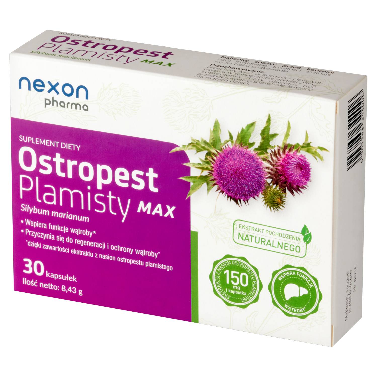 Nexon pharma ostropest plamisty max, 30 kapsułek