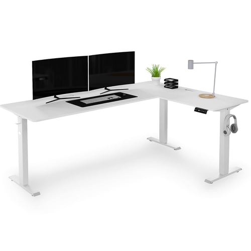 Höhenverstellbarer Eckschreibtisch elektrisch rechts 192 x 137 x 65 cm Trani - weiß