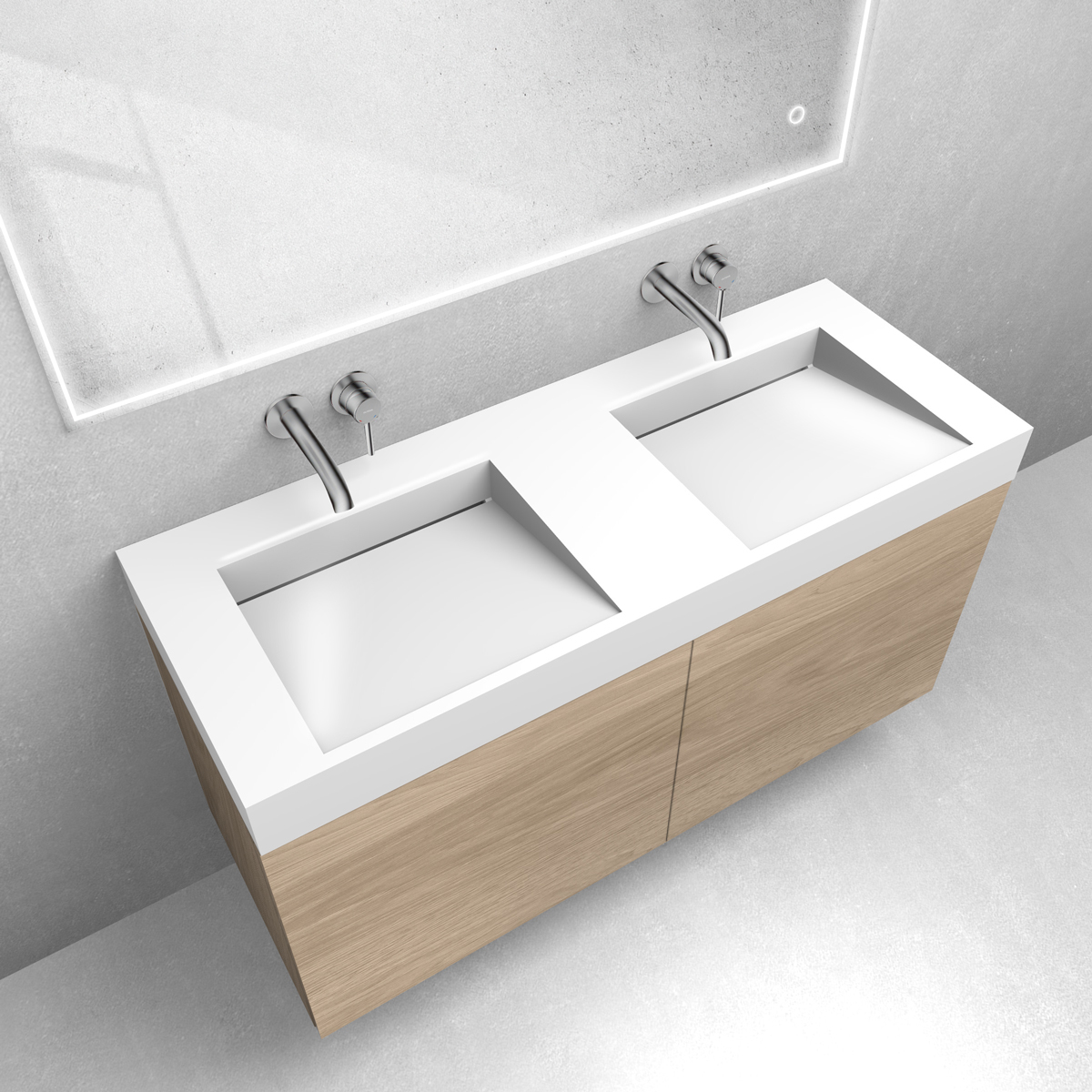 Zestaw Oltens Lun szafka podumywalkowa 120 cm z umywalką Stila LavaForm dąb/biały połysk 68802060 - Wysyłka w 24h