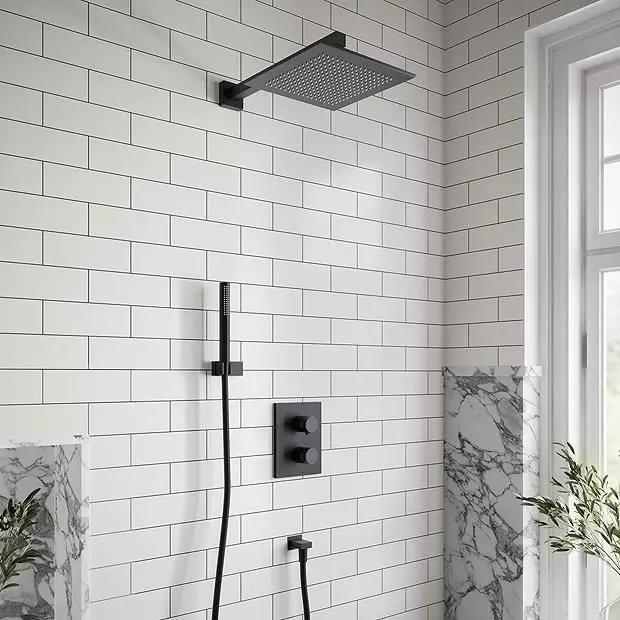 Zestaw Villeroy & Boch Universal Taps & Fittings zestaw prysznicowy podtynkowy termostatyczny z deszczownicą czarny mat (TVD00065100000, ...
