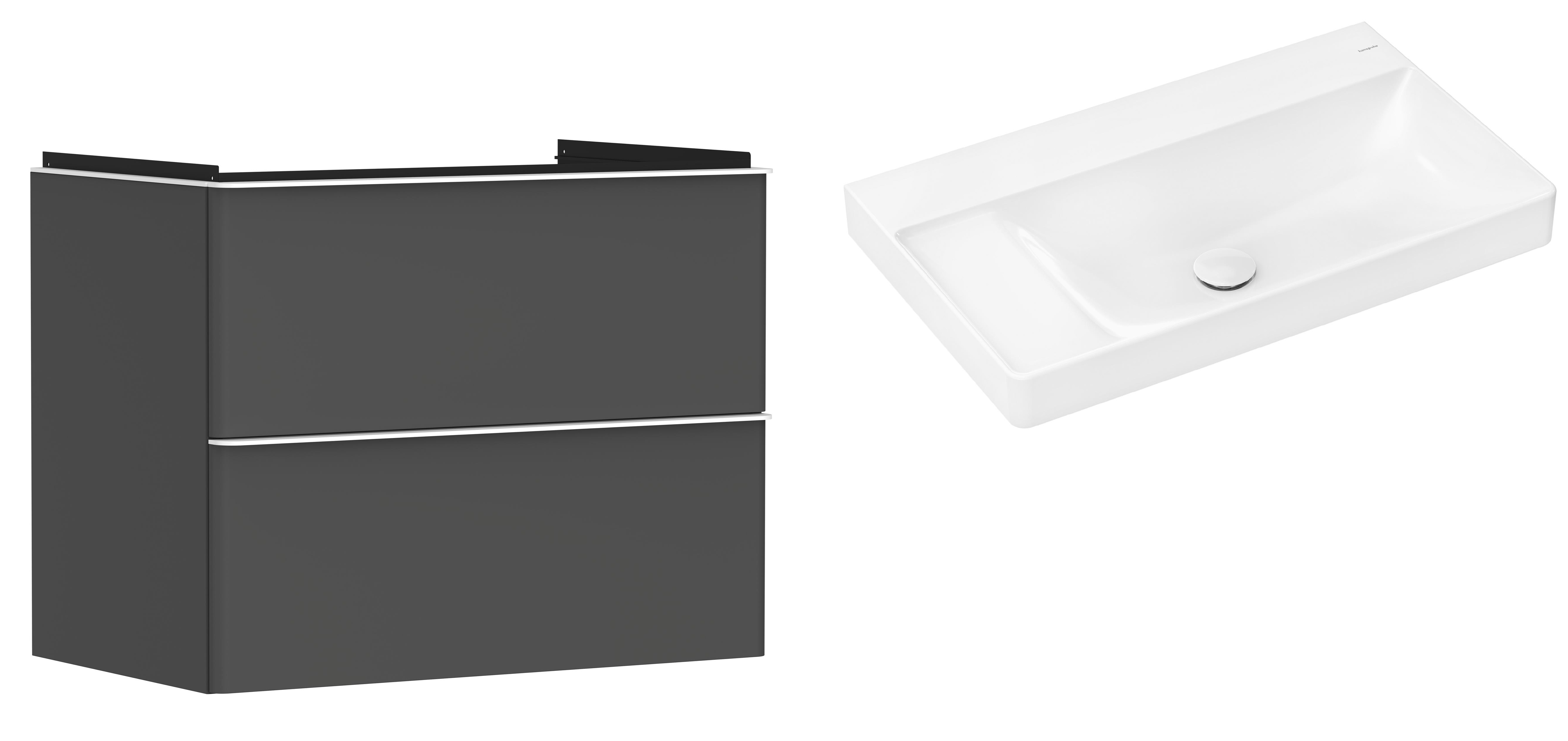 Hansgrohe Xelu Q szafka wisząca z umywalką 80x48 cm szary diament mat/biały mat/biały (54028700, 61032450)