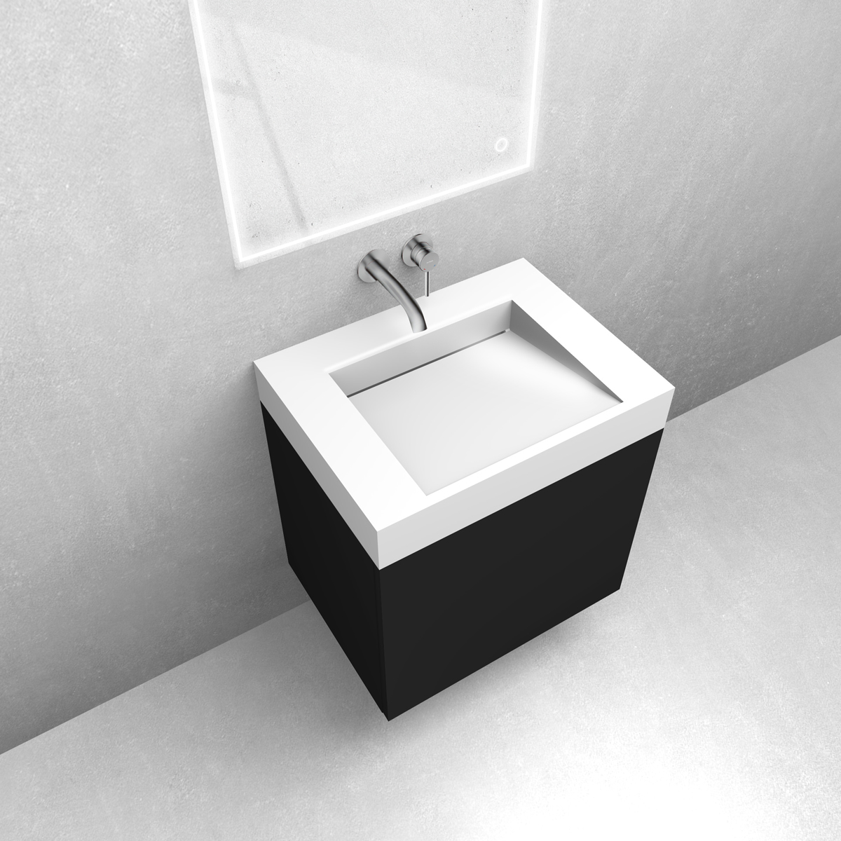 Zestaw Oltens Lun szafka podumywalkowa 60 cm z umywalką Stila LavaForm czarny mat/biały połysk 68796300 - Wysyłka w 24h
