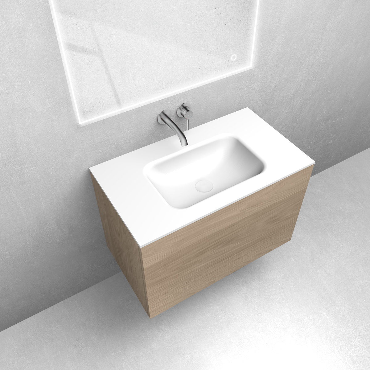 Zestaw Oltens Lun szafka podumywalkowa 80 cm z umywalką Kalla LavaForm dąb/biały połysk 68782060 - Wysyłka w 24h